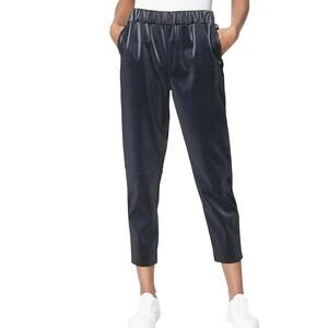 BLANKNYC Elastic Waist Vegan Faux Leather Trousers Joggers‎ Pants SZ M Dark Gray